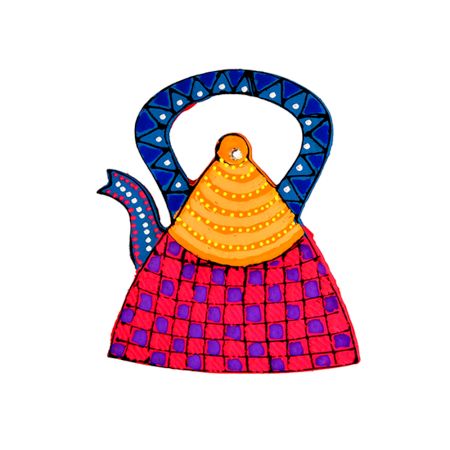 Handmade Folk Tea Kettle Wooden Fridge Magnet Decor